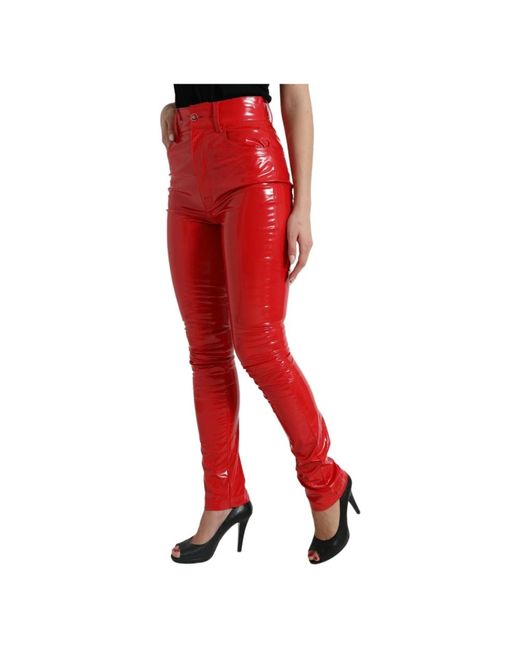 Trousers > skinny trousers Dolce & Gabbana en coloris Red