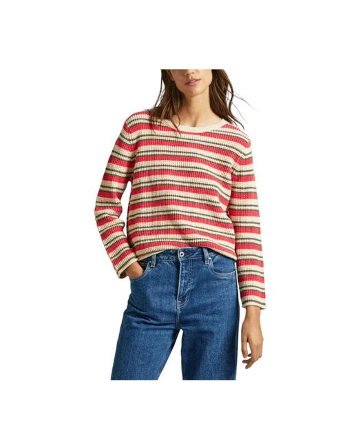 Pepe Jeans Red Round-Neck Knitwear