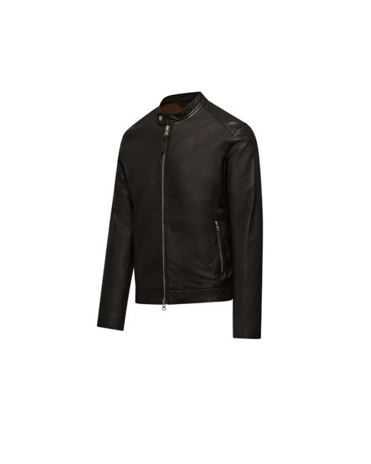 Bomboogie Black Leather Jackets for men