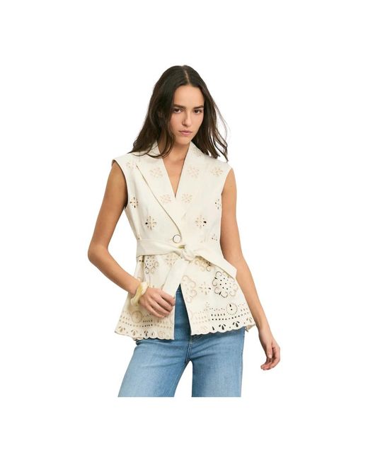 Veronica Beard Townes Eyelet Vest in het White