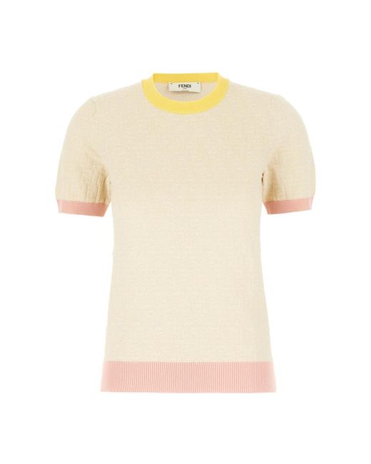 Fendi T-Shirt Met Textuur in het Natural
