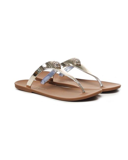 Kurt Geiger Brown Bronzefarbene Metallic-Sandalen Mit Kristall-Logo
