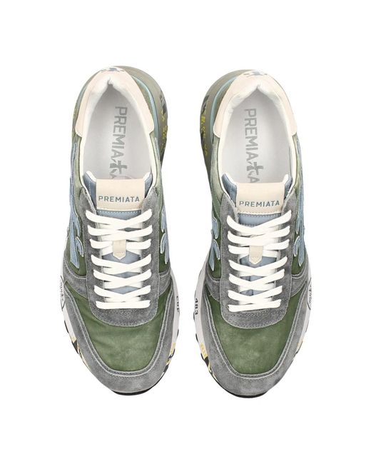 Premiata Grüne und graue mick sneakers in Gray für Herren