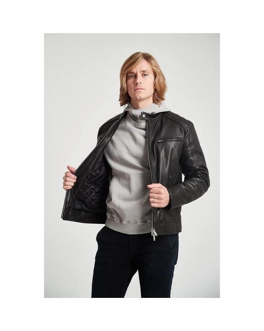 Dondup Leder Bikerjacke in Black für Herren