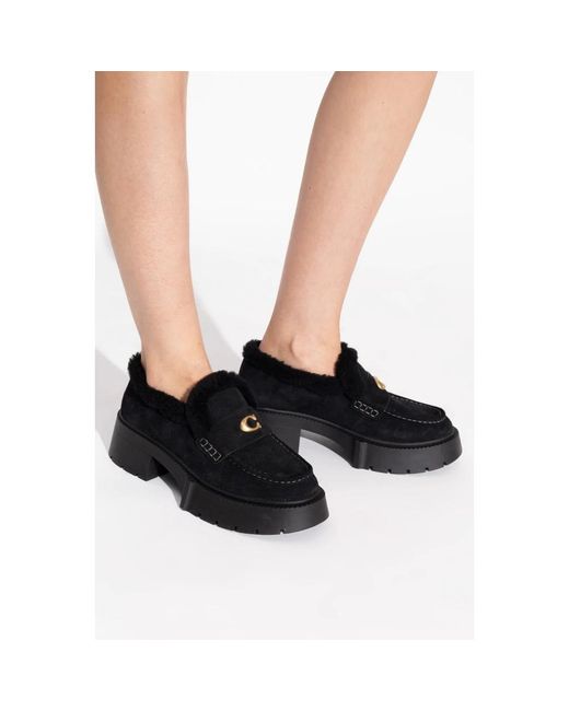 COACH Black Leah Platform Loafer