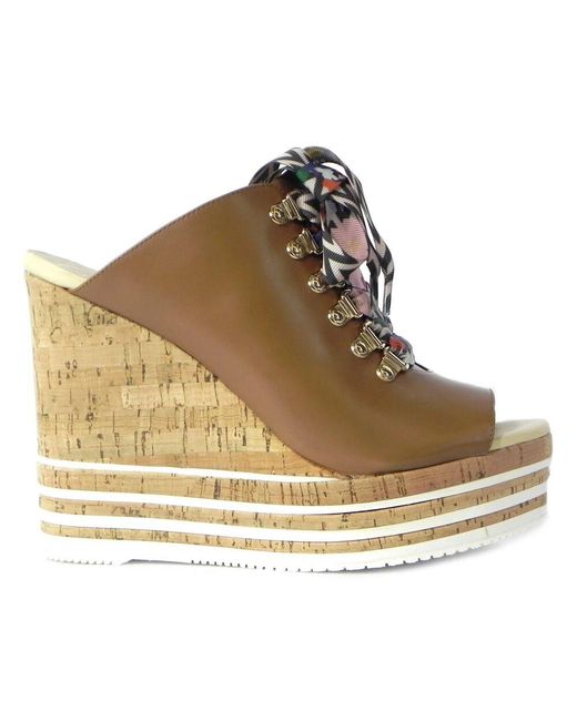 Hogan Brown Wedge Clogs Und Mules