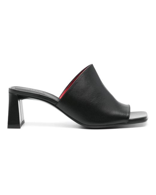 Plan C Schoenen ,Zwart ,Leren Muilezel Sandalen in het Black