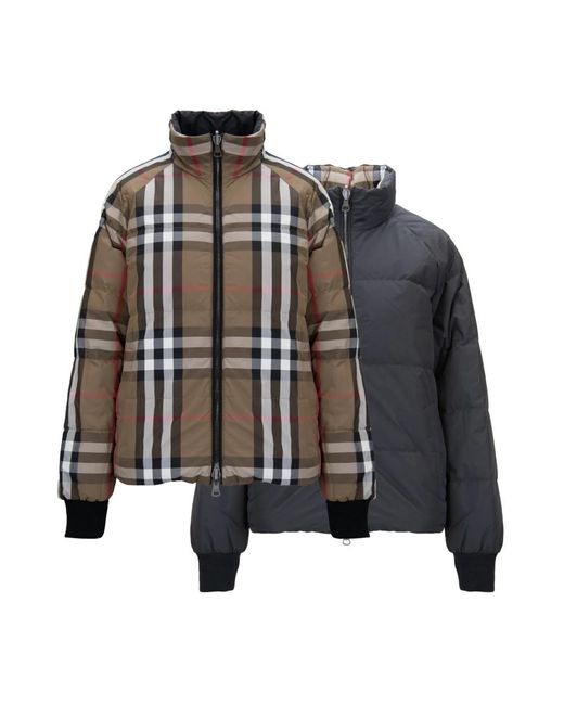 Burberry Reversible Check Puffer Jacket in het Black