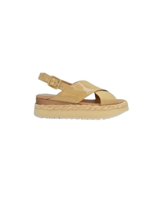 Paloma Barceló Metallic Ledersandale mit holzkeil