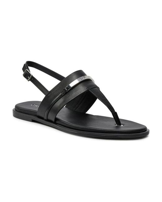 Calvin Klein Black Flat Sandals