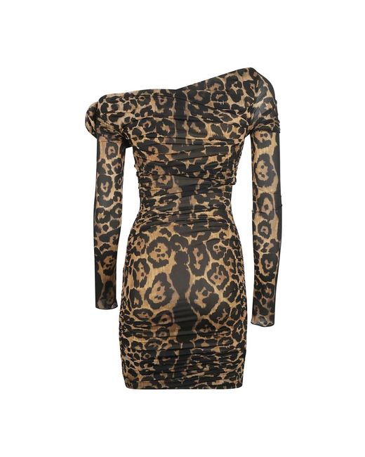 Blumarine Black Kleid mit Leoparden-Print