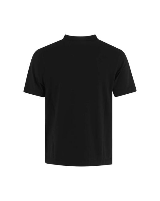 Alpha Studio Schwarzes baumwoll-t-shirt mit knöpfen in Black für Herren