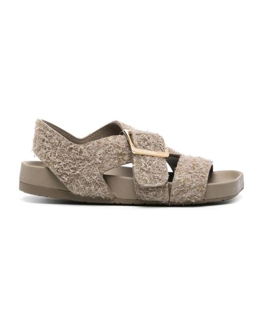 Loewe Schoenen ,Bruin ,Leer Ease Sandalen Met Structuur En Bandjes in het Brown