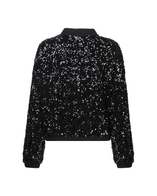 Herno Black Bomber Jacket With Sequins