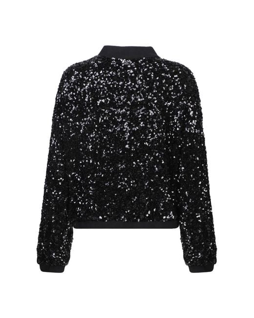 Herno Black Bomber Jacket With Sequins