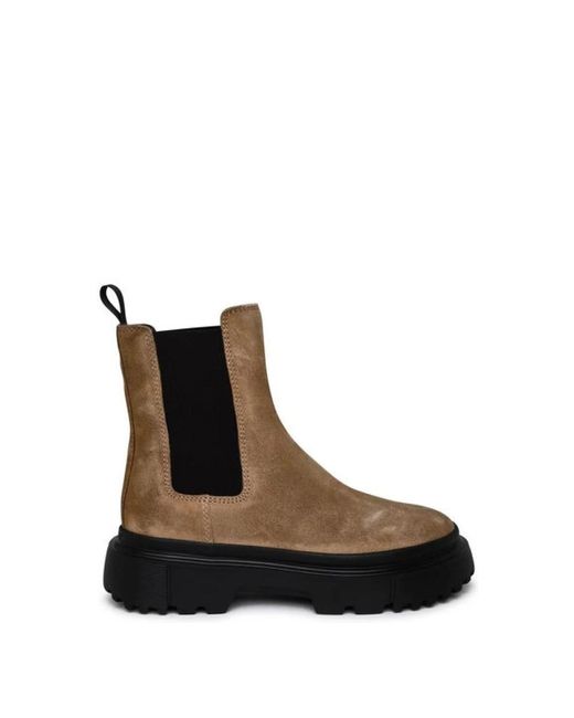 Hogan Brown Chelsea Round-toe Boots