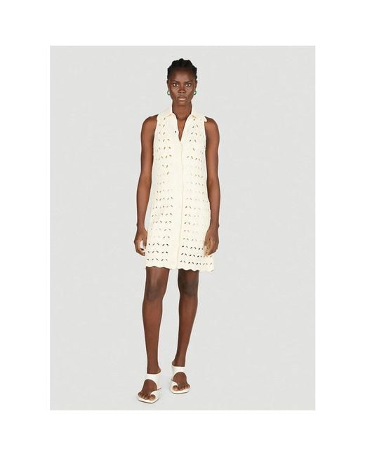 Sportmax White Gestricktes Kleid Mit Stickerei Und Cut-Outs