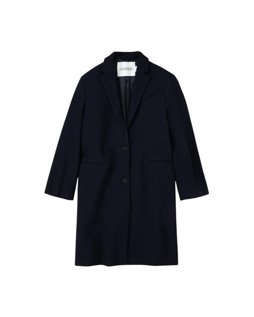 Closed Blue Single-Breasted Coats