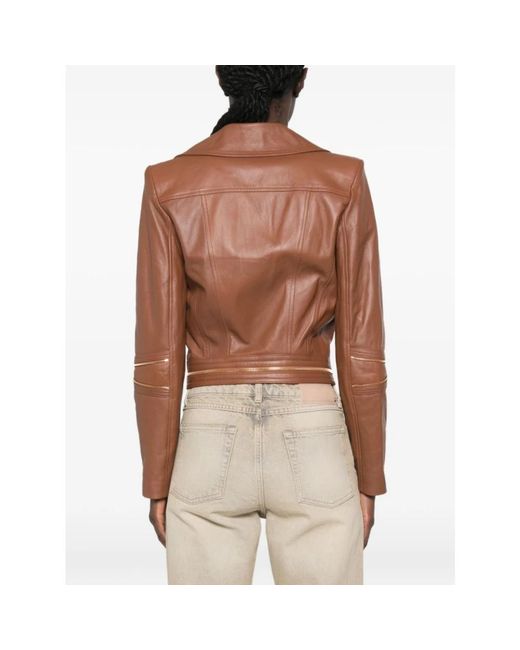 Elisabetta Franchi Brown Leather Jackets
