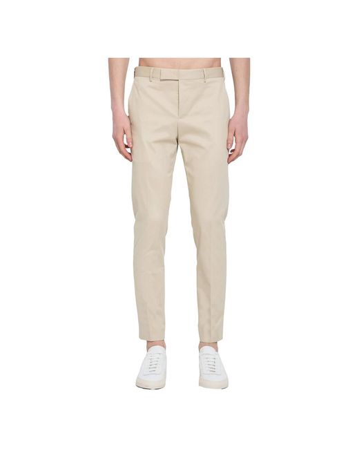 PT Torino Broeken ,Katoen Lichtbeige Katoenen Stretch Broek Slim Fit in het Natural voor heren