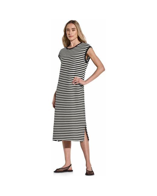 Street One Gestreepte Midi Jurk in het Black