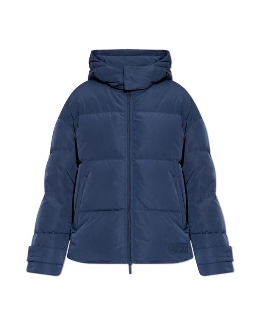 Emporio Armani Jassen ,Blauw ,Donsjack Met Afneembare Capuchon in het Blue