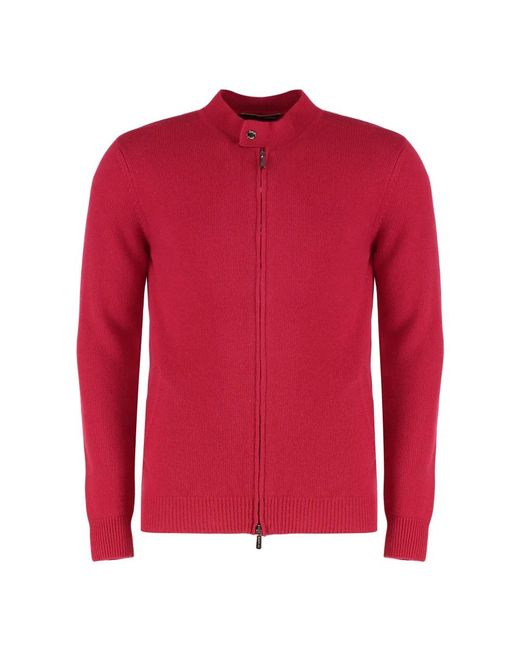 Moorer Truien & Vesten ,Rood ,Katoen Jumper Met Rits Van Katoen in het Red voor heren