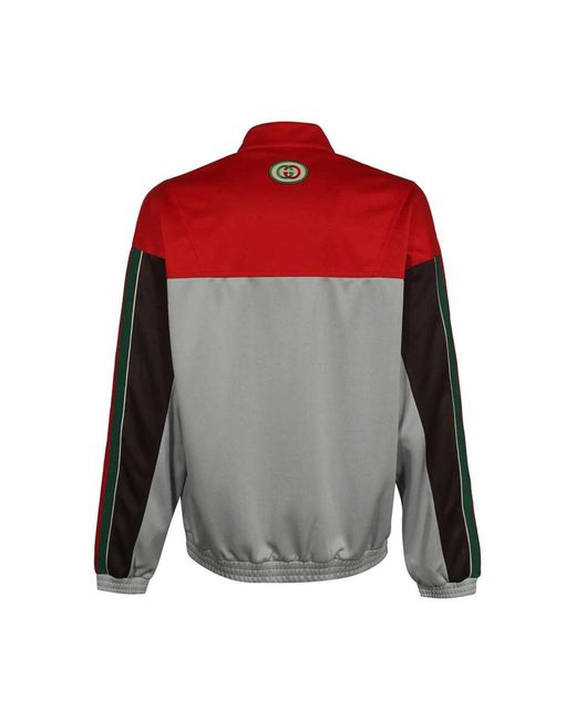 Gucci Hoodies & Sweatvesten ,Veelkleurig ,Katoen Web Detail Techno Fabric Jacket in het Red voor heren