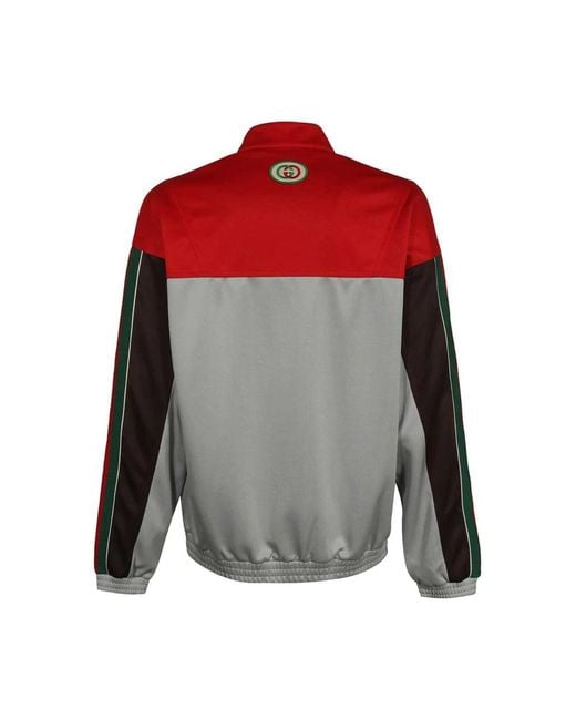 Gucci Hoodies & Sweatvesten ,Veelkleurig ,Katoen Web Detail Techno Fabric Jacket in het Red voor heren
