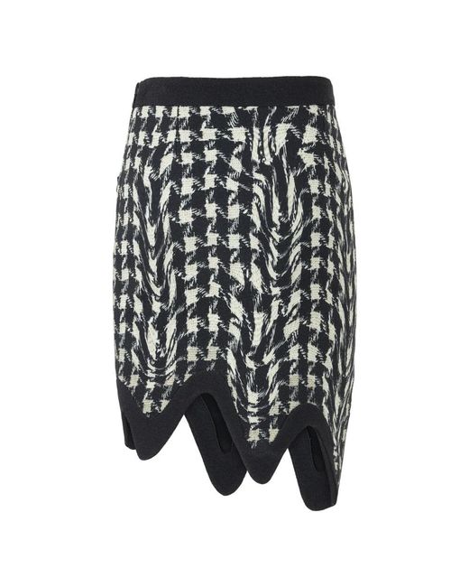 Moschino Asymmetrische Moderne Fantasie Schaakrok in het Black