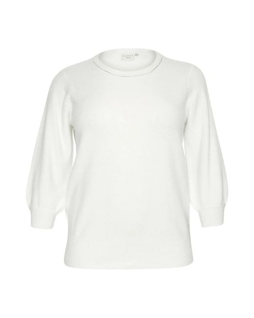 Kaffe Truien & Vesten ,Wit ,Zachte Gebreide Trui Met Glansdetail in het White