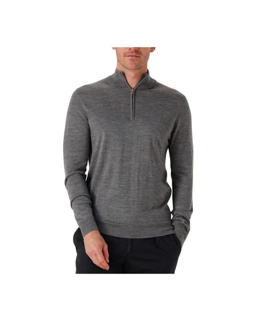 Profuomo Truien & Vesten ,Grijs ,Wol Grijze Half Zip Merino Pullover Sweater in het Gray voor heren