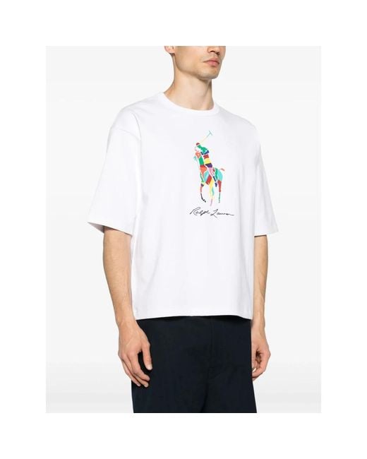 Ralph Lauren Big pony logo baumwoll t-shirt in White für Herren