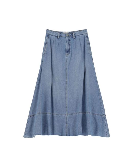 Falda larga de algodón con dobladillo deshilachado Dixie de color Blue