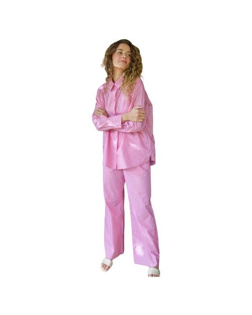 Crās Pink Gestreifte Hose Mit Funkelnden Steinen