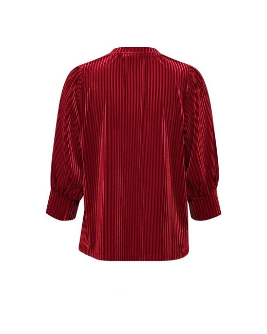 Kaffe Overhemden ,Rood ,Rode Haute Blouse Met Pofmouwen in het Red