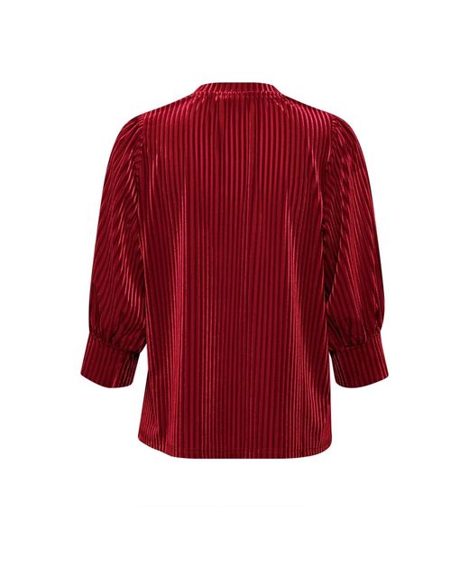 Kaffe Overhemden ,Rood ,Rode Haute Blouse Met Pofmouwen in het Red