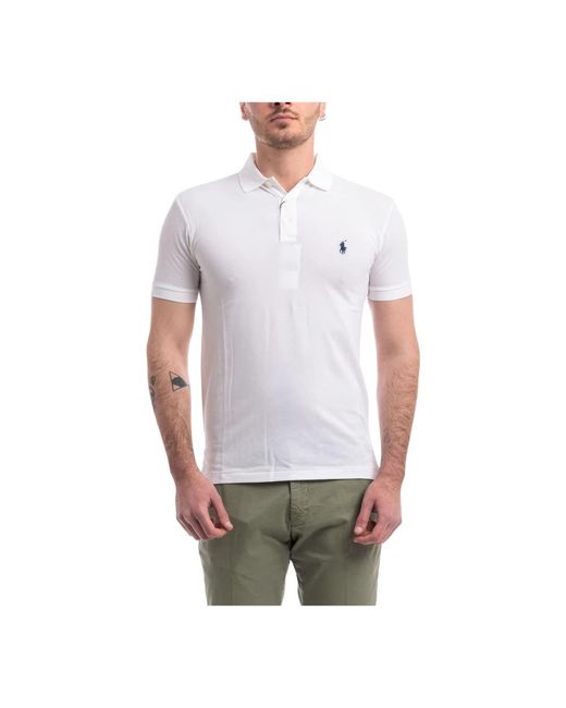 Slim cotton stretch polo shirt di Polo Ralph Lauren in Gray da Uomo