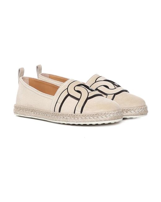 Tod's White Stilvolle Wildleder-Espadrilles