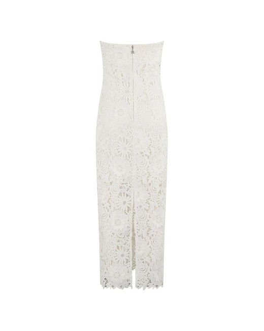 ROTATE BIRGER CHRISTENSEN White Egret 3D Spitzen Midi Kleid