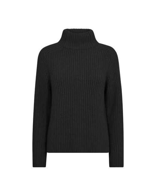 Mos Mosh Truien & Vesten ,Zwart ,Wol Hoge Hals Gebreide Trui Zwart in het Black