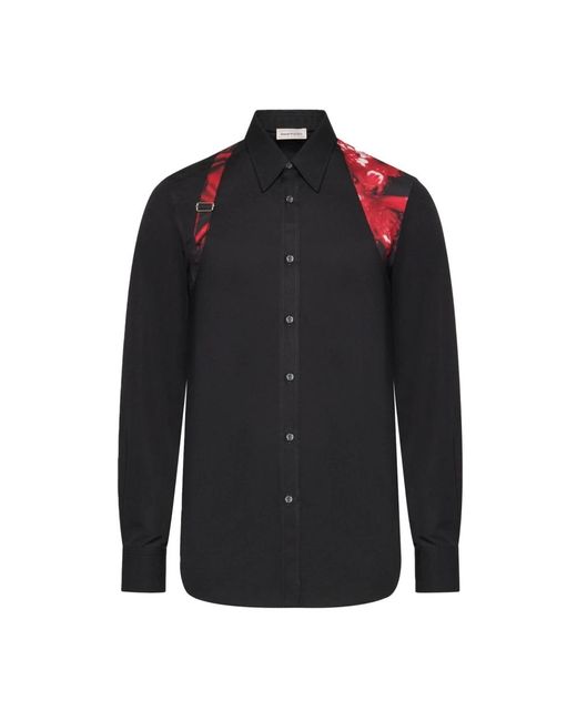 Alexander McQueen Popeline-harness-shirt in schwarz in Black für Herren