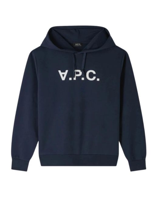 A.P.C. Hoodies & Sweatvesten ,Blauw ,Katoen Velvet Touch Katoenen Hoodie in het Blue voor heren
