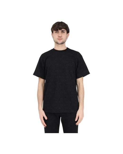 Moschino Schwarzes t-shirt mit logo-stickerei in Black für Herren