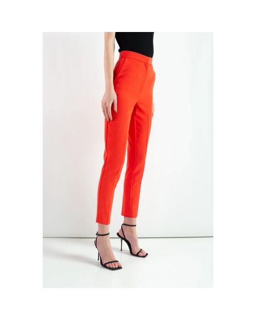 ACTUALEE Red Slim-Fit Trousers