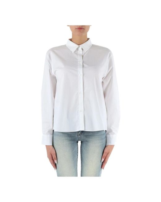 Camicia in cotone con ricamo logo di Armani Exchange in White