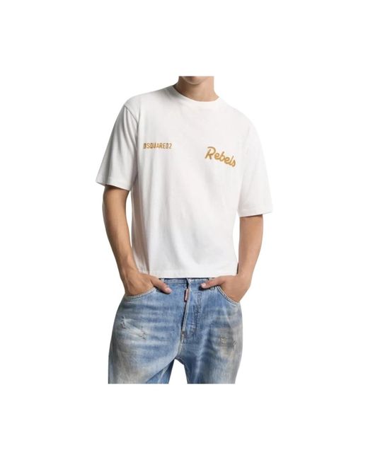 DSquared² Logo Rebels T-Shirt in het Blue voor heren