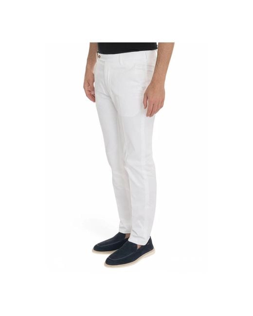 Berwich White Slim-Fit Trousers for men