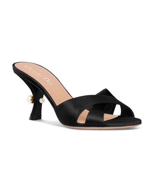 Dior Black Heeled Mules
