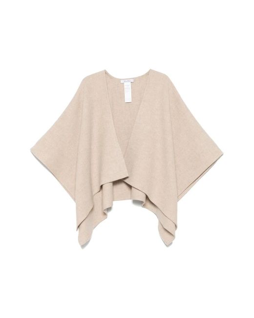 Max Mara Jassen V-Hals Asymmetrische Cape in het Natural